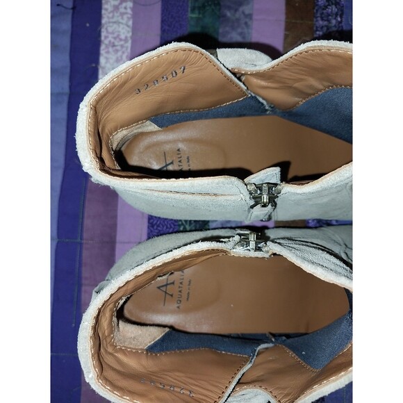 Aquatalia Fiamma Leather Suede Water Resistant Taupe Sz 9 Ankle Boots - Picture 9 of 12